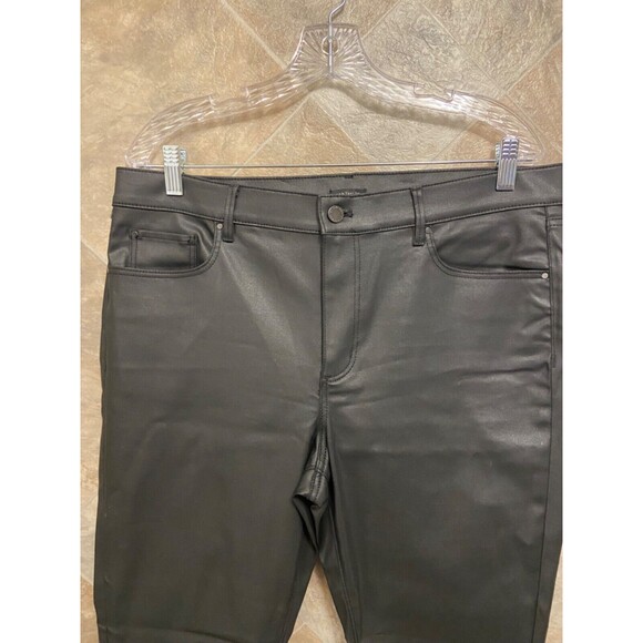 Ann Taylor Pants Women's 14 Black Cotton Blend Stretch Faux Leather Style - Picture 4 of 10